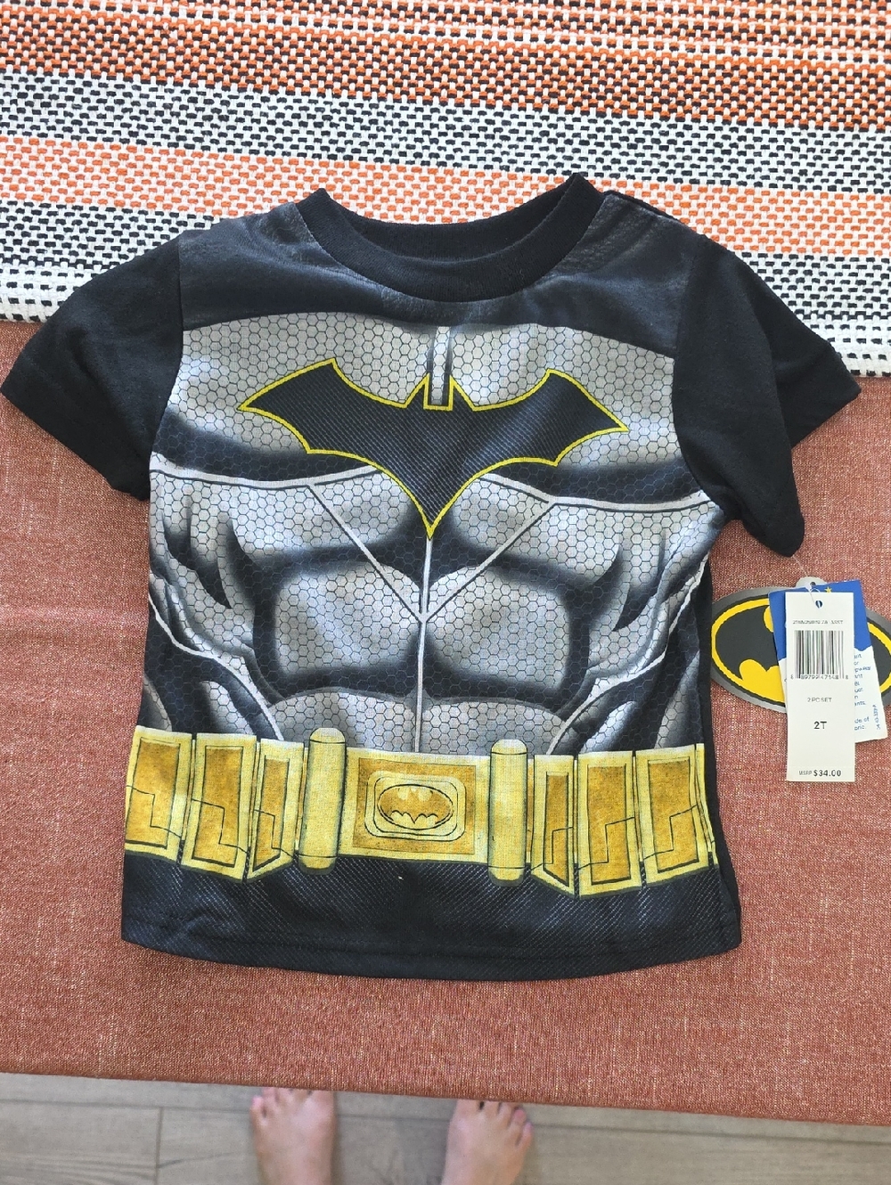 Batman Black and Gold Muscle Chest Kids Costume Shirt